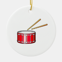 red snare graphic with sticks christmas tree ornaments