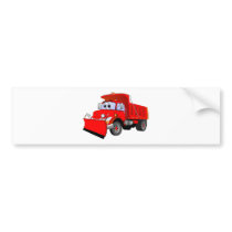 Red Snow Plow Cartoon Bumper Sticker