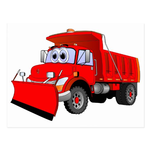 Red Snow Plow Cartoon Postcard | Zazzle