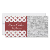 Red Snowflake Pattern Christmas Photo Cards photo cards