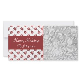 Red Snowflake Pattern Christmas Photo Cards photocard