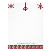 Red Snowflake with Joy Ornament Letterhead Template