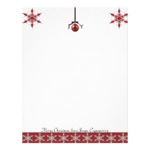 Red Snowflake with Joy Ornament Letterhead Design