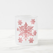 Red Snowflakes Frosted Christmas Cup Mug