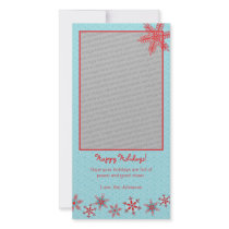 Red Snowflakes Holiday Photo Card Template photo cards