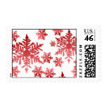 Red Snowflakes on White Background Stamp