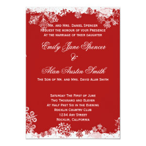 Red Snowflakes Wedding Invitation