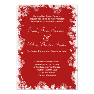 Red Snowflakes Wedding Invitation