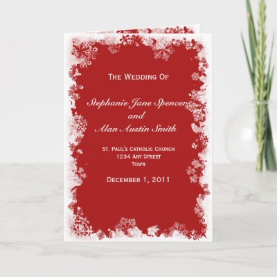 Red Snowflakes Wedding Program Cards
