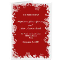 Red Snowflakes Wedding Program Cards