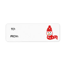 Red Snowman Gift Tag Label labels