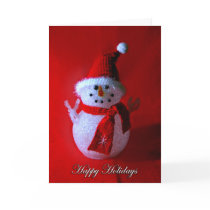 Red Snowman Happy Holidays Card