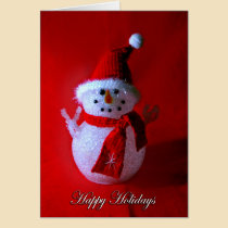 Red Snowman Happy Holidays Card cards