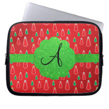 Red snowman monogram laptop sleeve