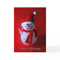 Red Snowman Seasons Greetings Card by sruhs Red Snowman Seasons Greetings Card