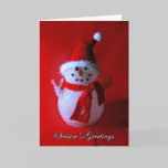 Red Snowman Seasons Greetings Card