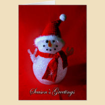 Red Snowman Seasons Greetings Card cards