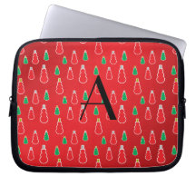 Red Snowmen Monogram Computer Sleeve