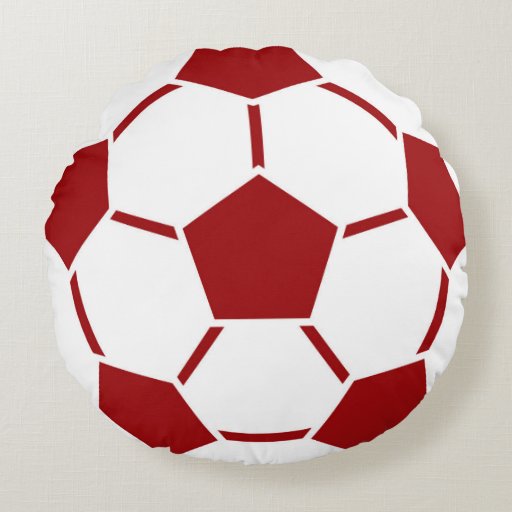 Red Soccer Ball Sports Team Round Pillow Zazzle
