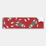 Red Sock Monkey Print Bumper Sticker