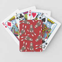 Red Sock Monkey Print Poker Cards