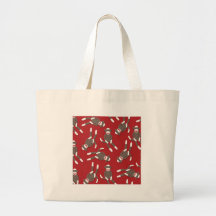 Red Sock Monkey Print Tote Bags