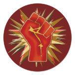 Red Solidarity Fist to Customize on Tshirts Round Stickers