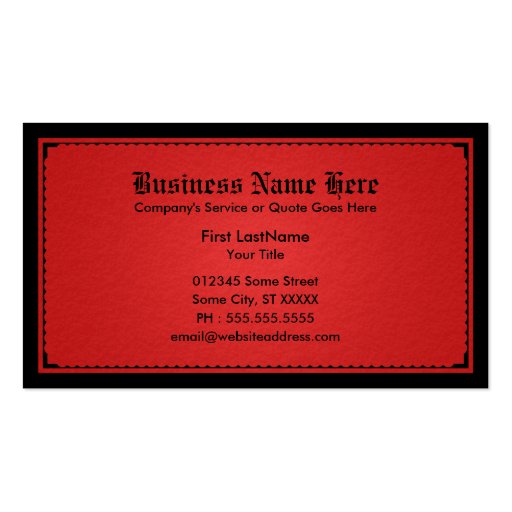 red sophistications business card template (back side)