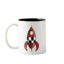 Red Space Rocket Coffee Mug