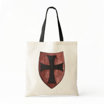 Red Spanish Galleon Shield Tote Bag
