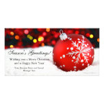 Red Sparkle Flat Business Christmas Greeting Card Photo Card