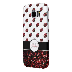 Red sparkles Ladybug Monogram Samsung GS6 Samsung Galaxy S6 Cases