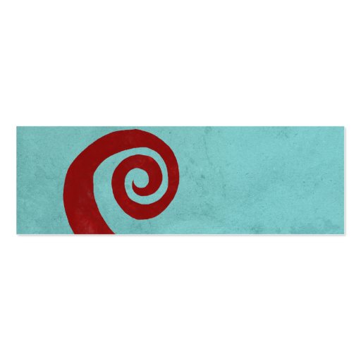 Red spiral distressed handmade business card (back side)
