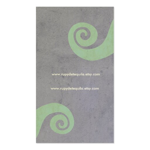 Red spiral distressed handmade business card (front side)