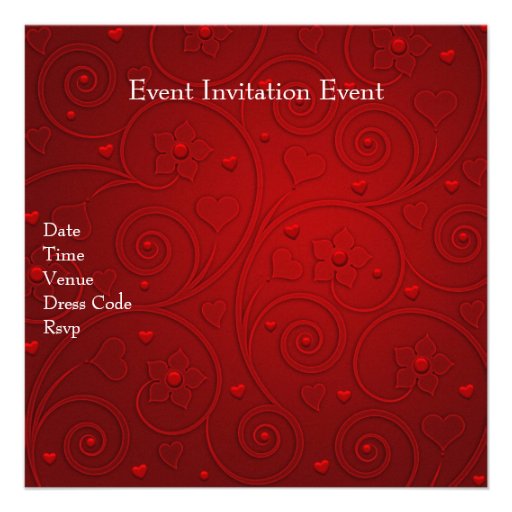 Red Spiral Hearts Silver 18th Birthday Party Announcements