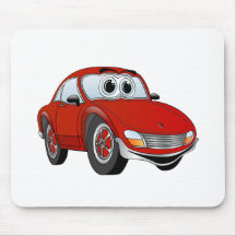 Red Sports Car Cartoon Mousepad