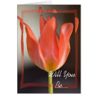 Red Spring Tulip Will You Be My Bridesmaid Invite Greeting Card