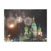 red square fireworks post card