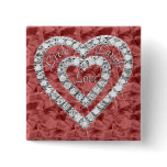 Red Square Live Laugh Love Diamond Heart Button