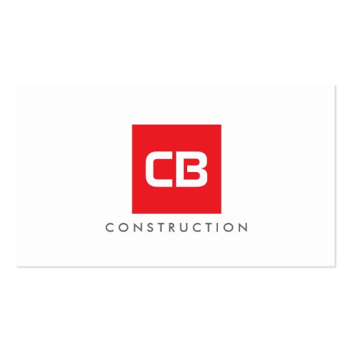 Red Square Monogram Construction, Electrical Business Card Templates (front side)