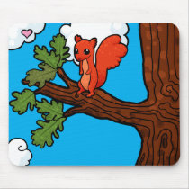Red squirrel in oak tree mousepads