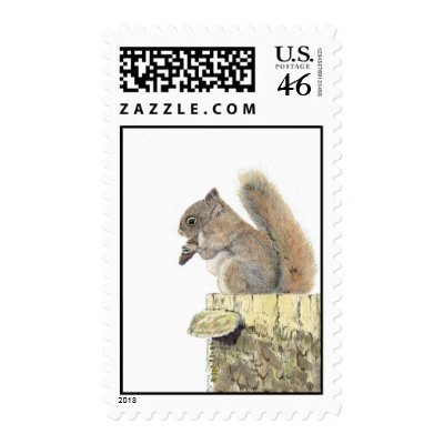 Red Squirrel Postage by birdartist
