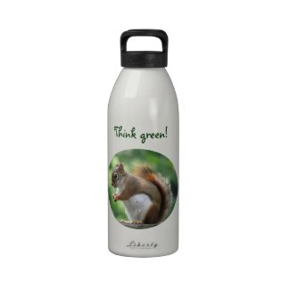 Red Squirrel Think Green Water Bottles