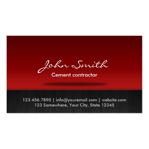 Red Stage Cement Contractor Business Card (front side)