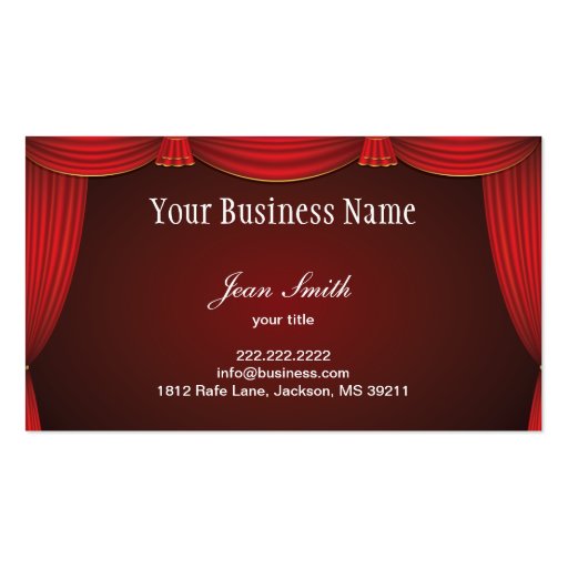 Red Stage Curtain Business Card (front side)