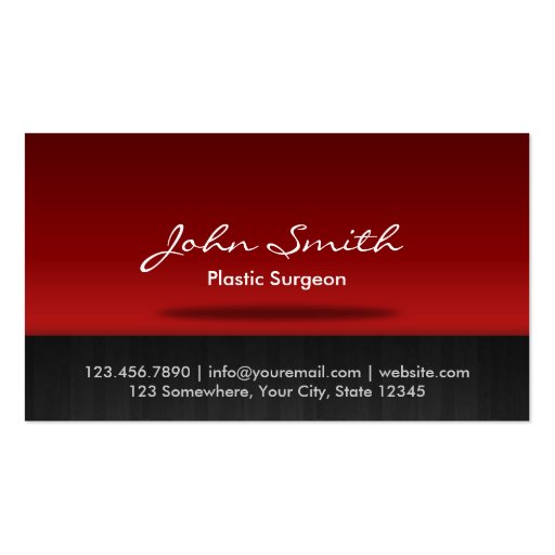 Red Stage Plastic Surgeon Business Card (front side)