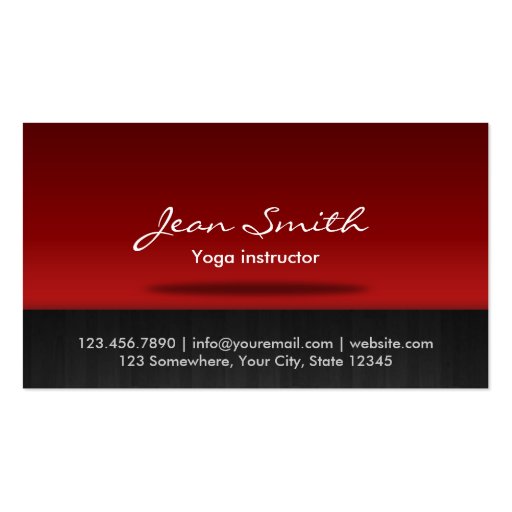 Red Stage Yoga instructor Business Card (front side)