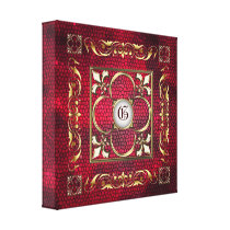 Red Stained Glass Monogram Fleur De Lis Canvas Stretched Canvas Print