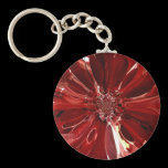 Red Star Burst Abstract Flower Key Chain