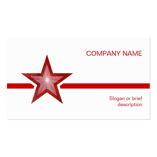 Red Star red line business card template white (front side)
